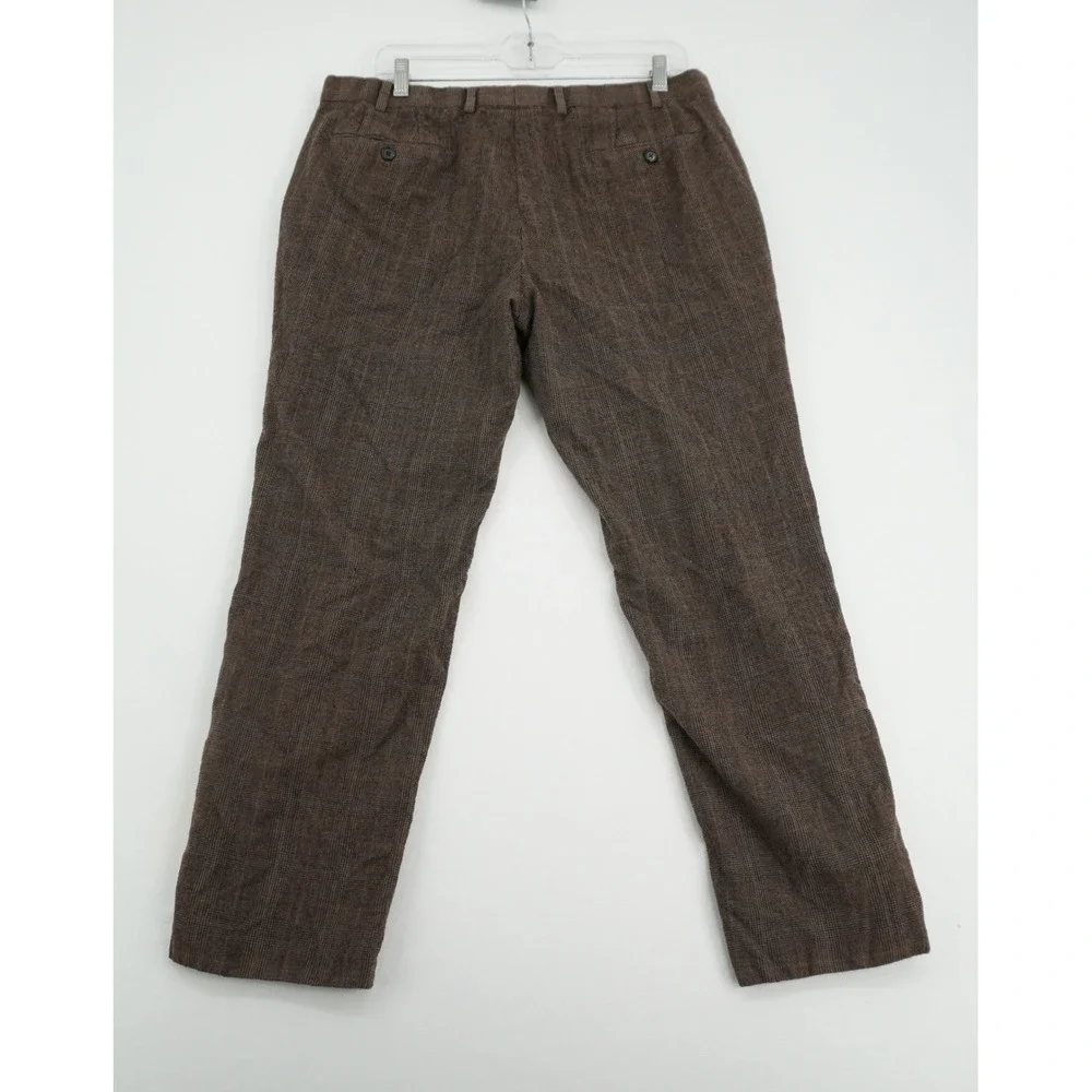Lauren Ralph Lauren Mens Brown Glen Plaid Dress Pants Trousers 36W x 30L
